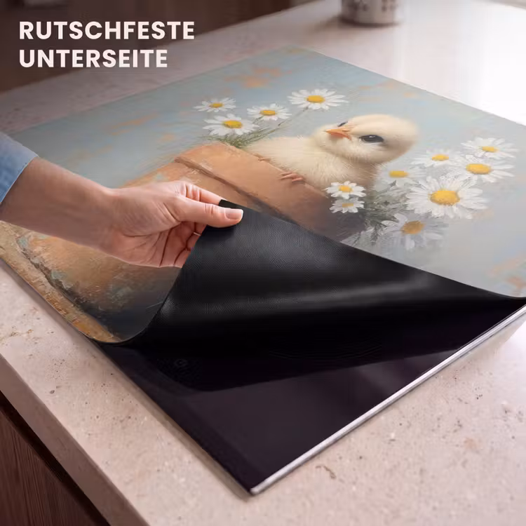 Herdabdeckplatte - Blumentopf - Küken - Blumen — 6