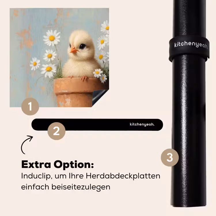 Herdabdeckplatte - Blumentopf - Küken - Blumen — 8