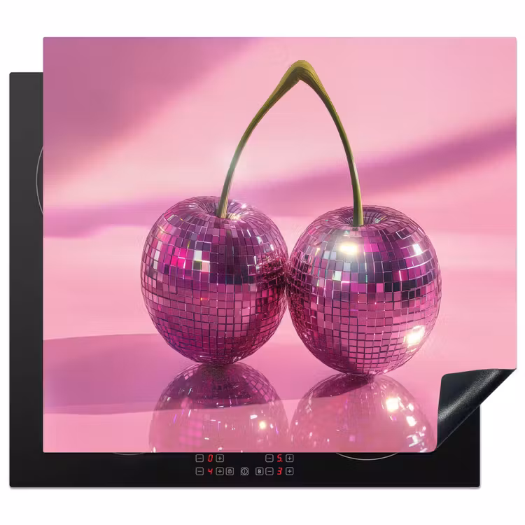 Herdabdeckplatte - Glitzer - Discokugel - Rosa - Kirsche — 1