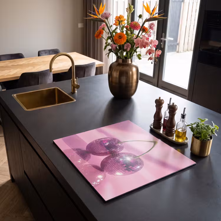 Herdabdeckplatte - Glitzer - Discokugel - Rosa - Kirsche — 2