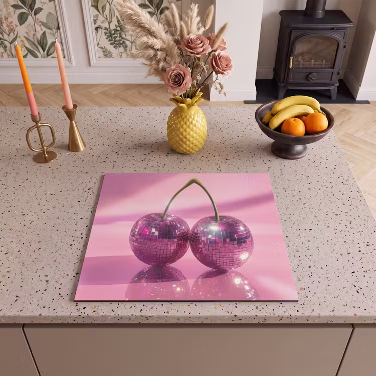 Herdabdeckplatte - Glitzer - Discokugel - Rosa - Kirsche — 3