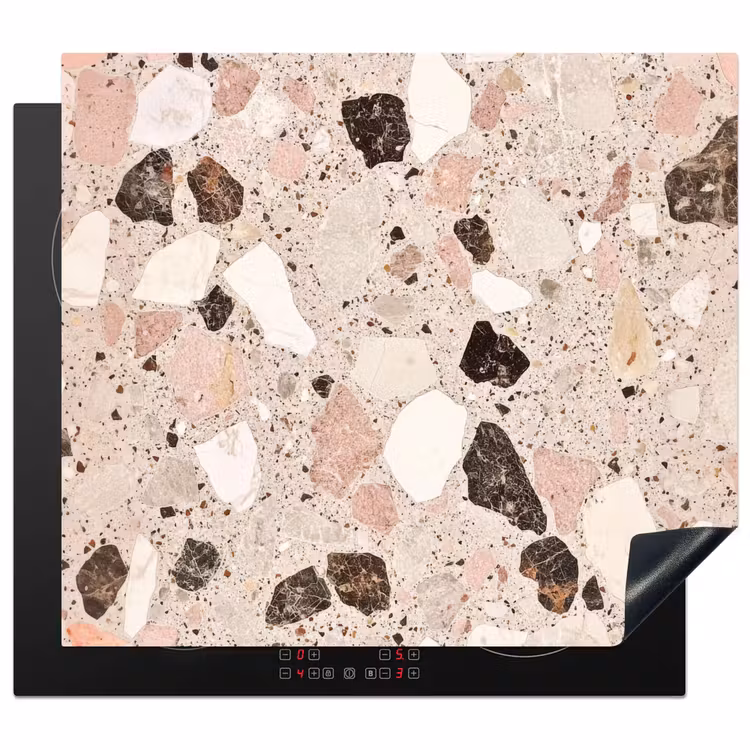 Herdabdeckplatte - Hell - Rosa - Terrazzo - Steine — 1