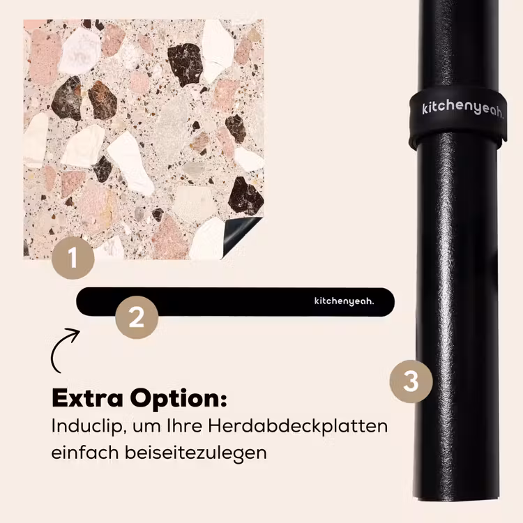 Herdabdeckplatte - Hell - Rosa - Terrazzo - Steine — 8