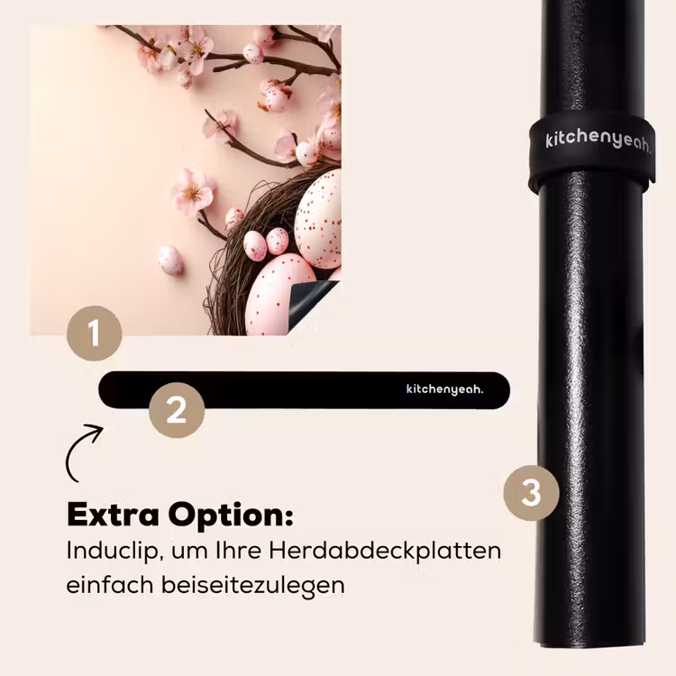 Herdabdeckplatte - Rosa - Blüten - Eier — 8