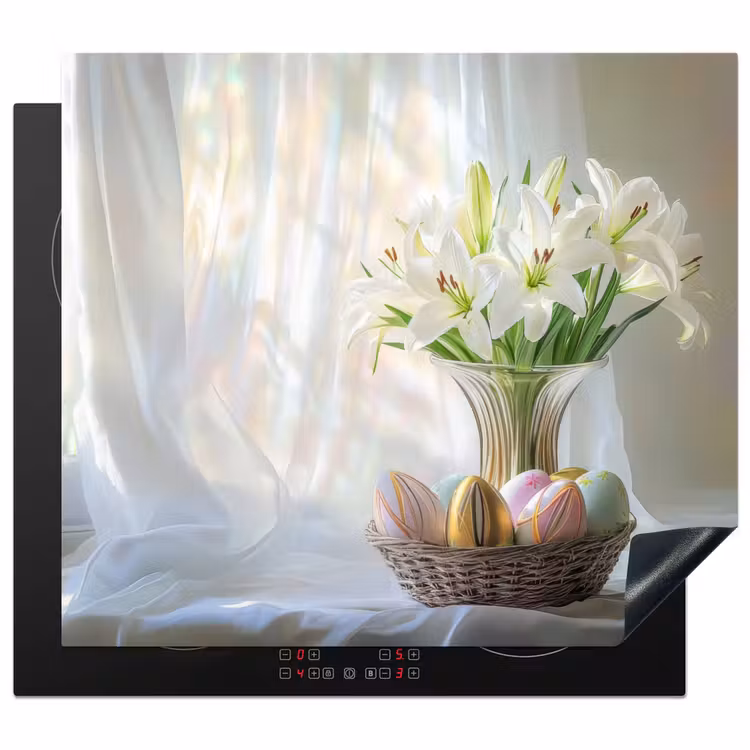 Herdabdeckplatte - Vase - Eier - Blumen — 1