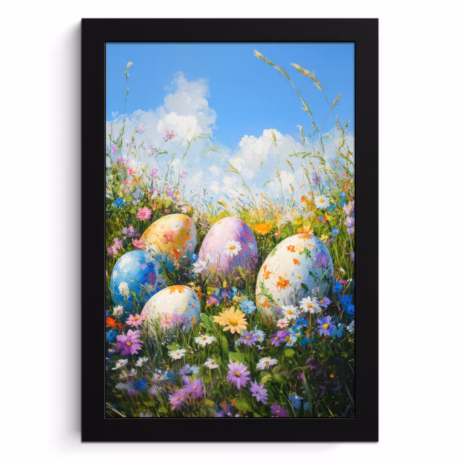 Bilder mit Rahme - Rasen - Eier - Blumen — 1