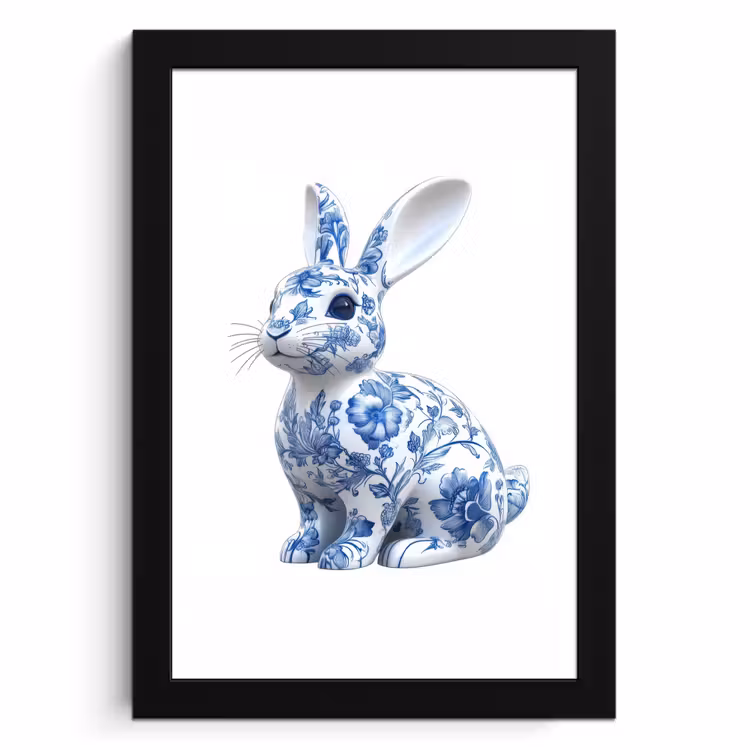 Bilder mit Rahme - Delfter Blau - Kleines Kaninchen - Weiß — 1