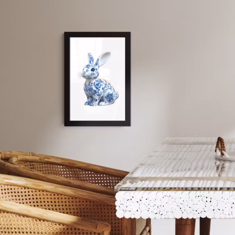 Bilder mit Rahme - Delfter Blau - Kleines Kaninchen - Weiß — 2