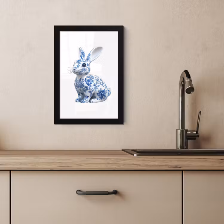 Bilder mit Rahme - Delfter Blau - Kleines Kaninchen - Weiß — 3