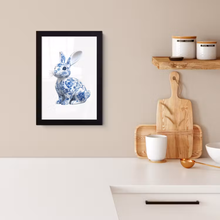 Bilder mit Rahme - Delfter Blau - Kleines Kaninchen - Weiß — 4