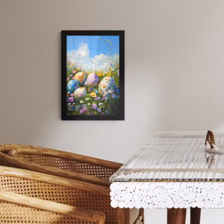 Bilder mit Rahme - Rasen - Eier - Blumen — 2
