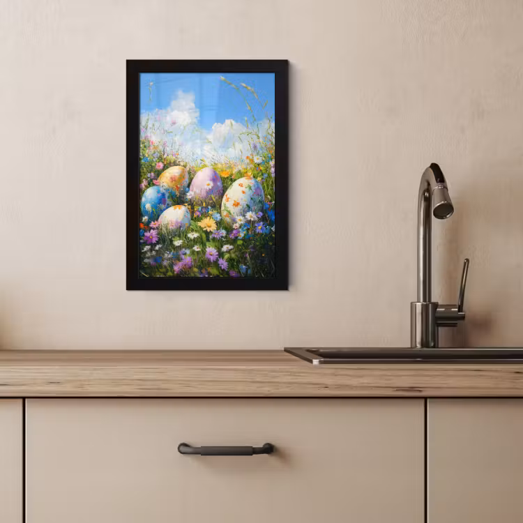 Bilder mit Rahme - Rasen - Eier - Blumen — 3