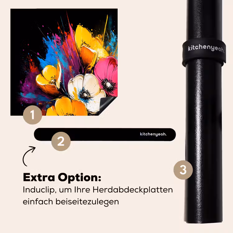 Herdabdeckplatte - Blumen - Bunt - Graffiti - Modern - Blumenstrauß — 8