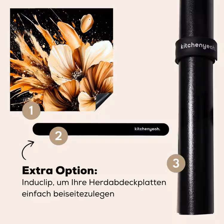 Herdabdeckplatte - Blumen - Gold - Graffiti - Schwarz - Abstrakt — 8