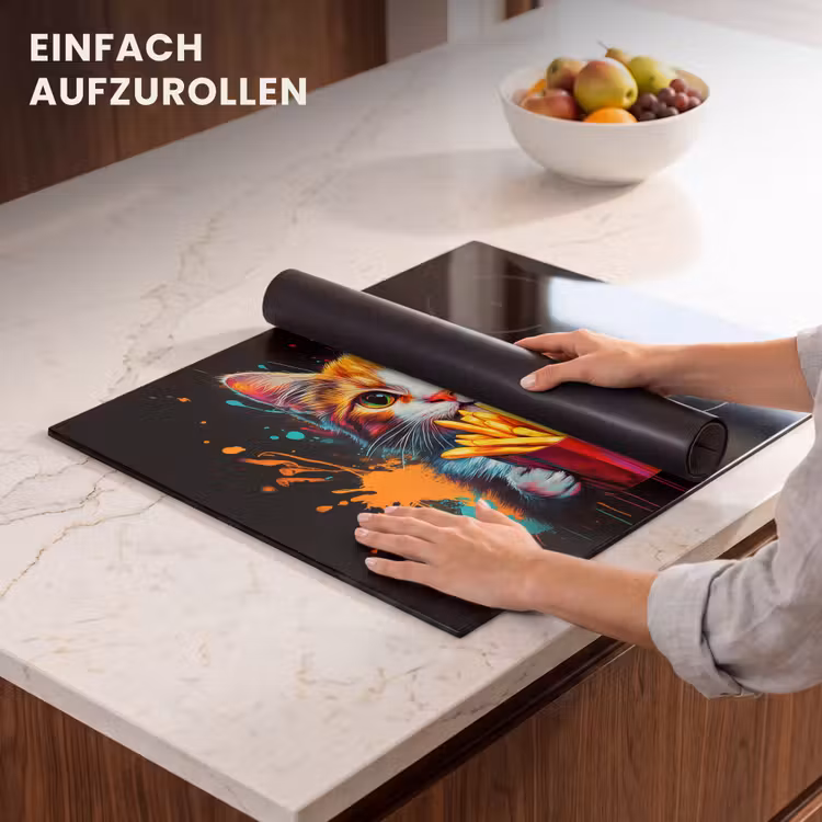 Herdabdeckplatte - Katze - Essen - Pommes frites - Graffiti - Abstrakt — 7