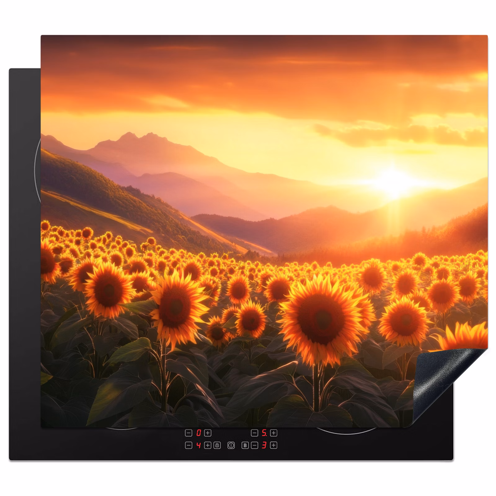 Herdabdeckplatte - Sonnenblumen - Sonnenuntergang - Landschaft — 1