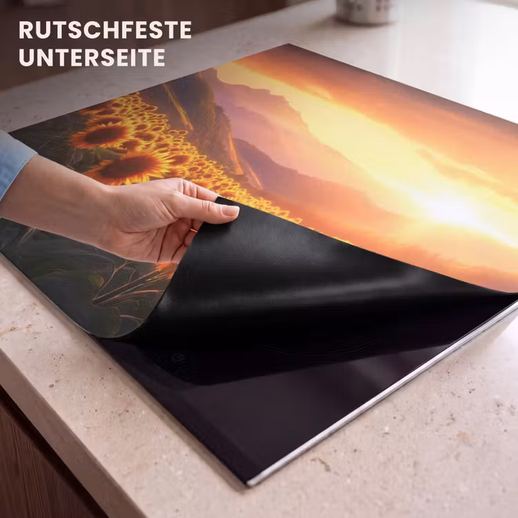 Herdabdeckplatte - Sonnenblumen - Sonnenuntergang - Landschaft — 6