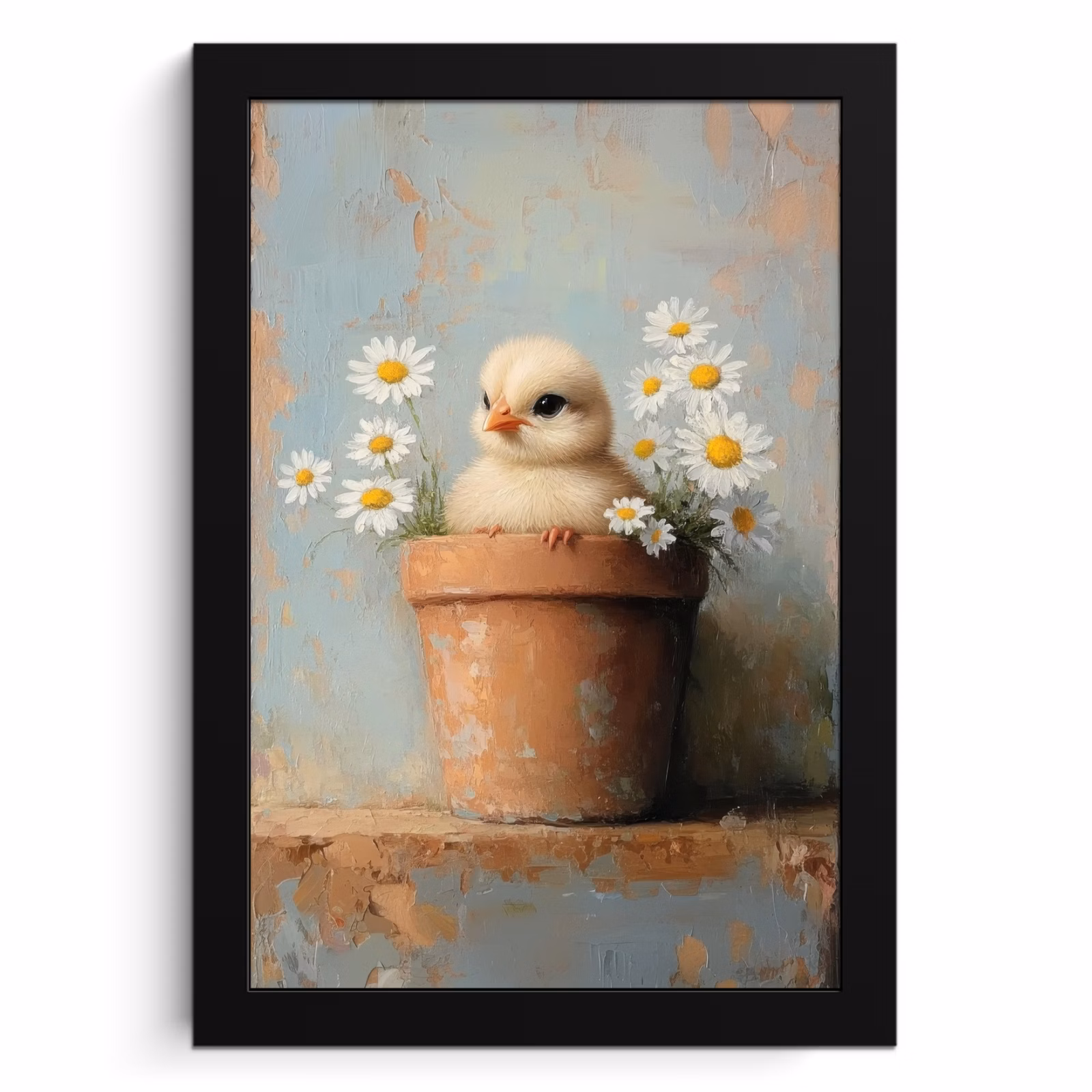 Bilder mit Rahme - Blumentopf - Küken - Blumen — 1