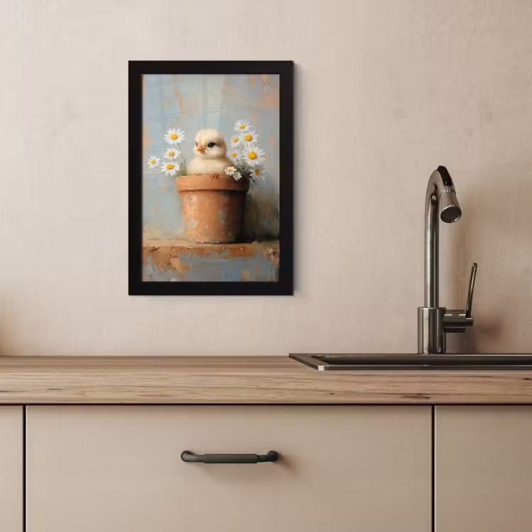 Bilder mit Rahme - Blumentopf - Küken - Blumen — 2