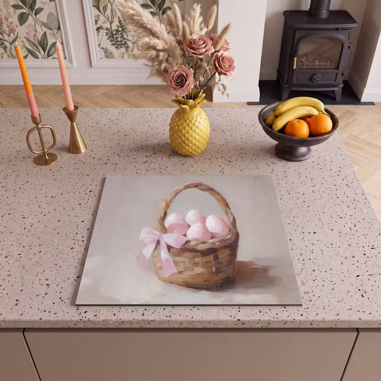 Herdabdeckplatte - Korb - Eier - Rosa — 3