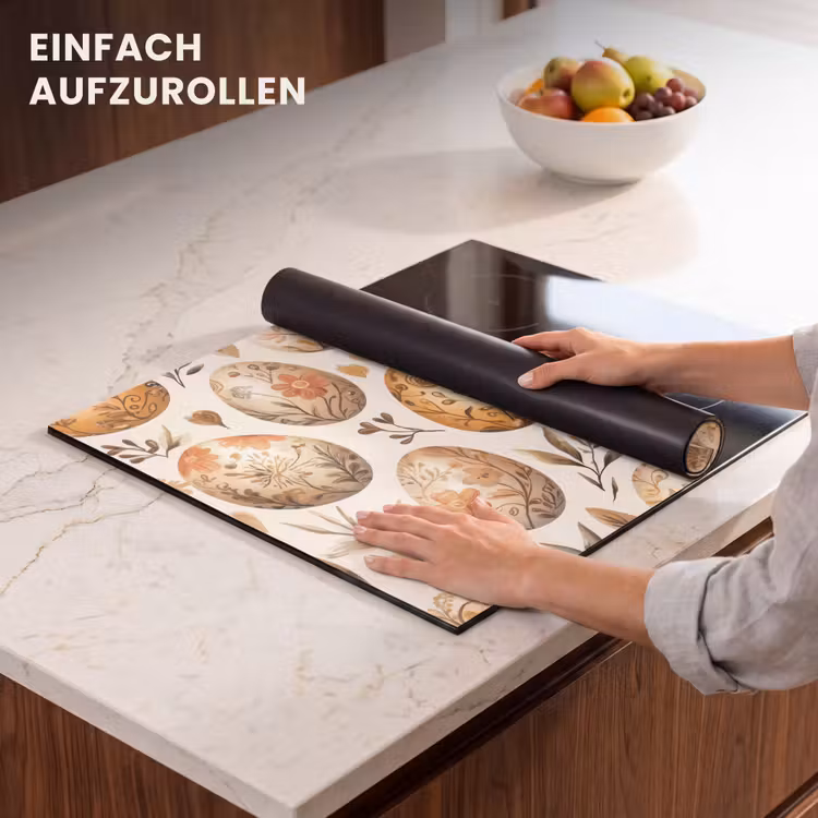 Herdabdeckplatte - Ostereier - Braun - Blumen — 7