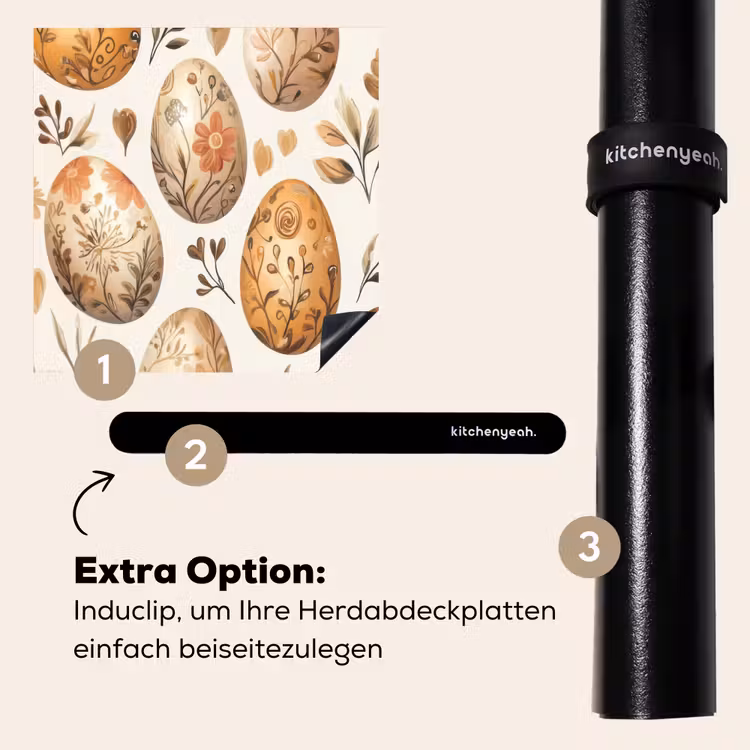 Herdabdeckplatte - Ostereier - Braun - Blumen — 8