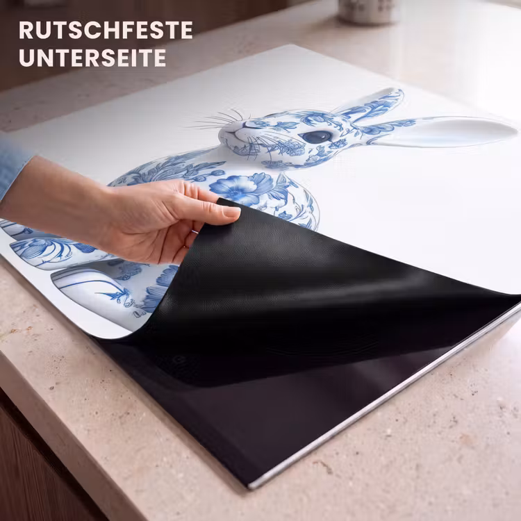 Herdabdeckplatte - Delfter Blau - Kleines Kaninchen - Weiß — 6