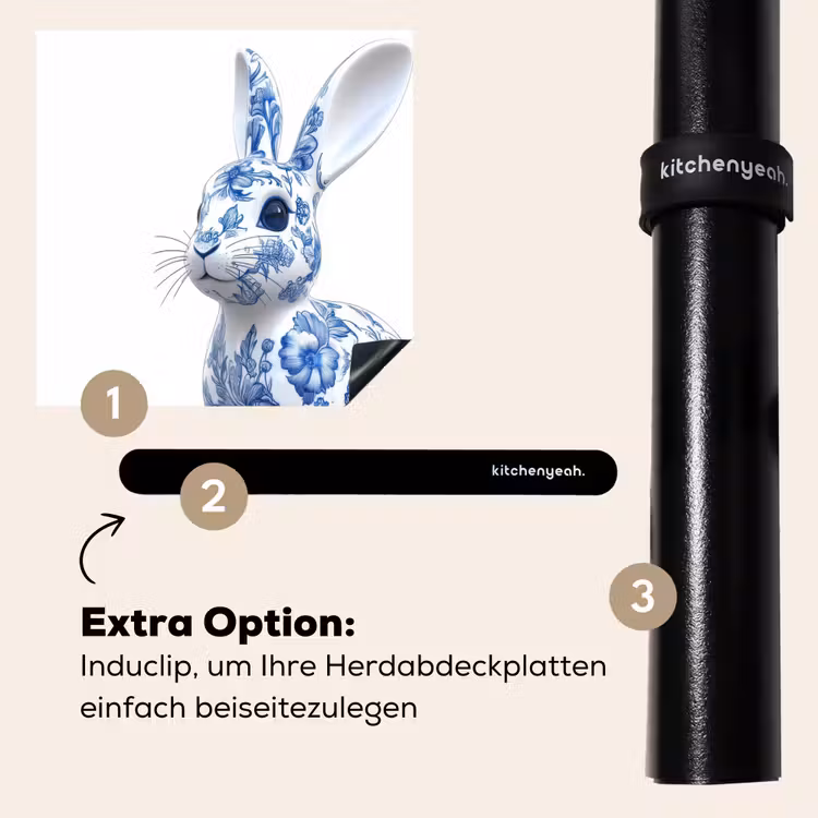 Herdabdeckplatte - Delfter Blau - Kleines Kaninchen - Weiß — 8
