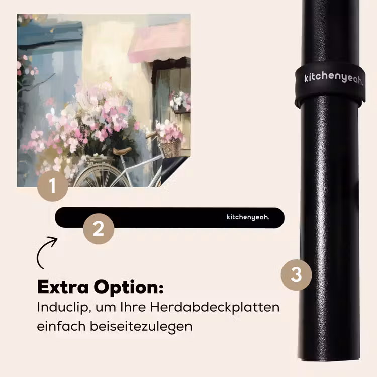 Herdabdeckplatte - Fahrrad - Pastellfarben - Blumen — 8