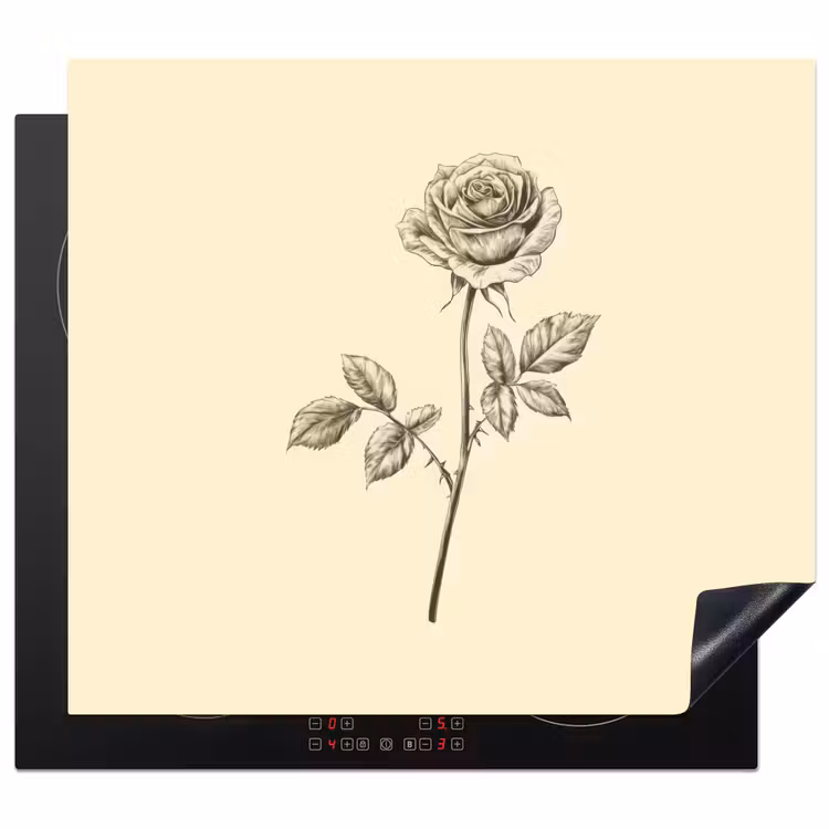 Herdabdeckplatte - Illustration - Schwarz - Rose — 1