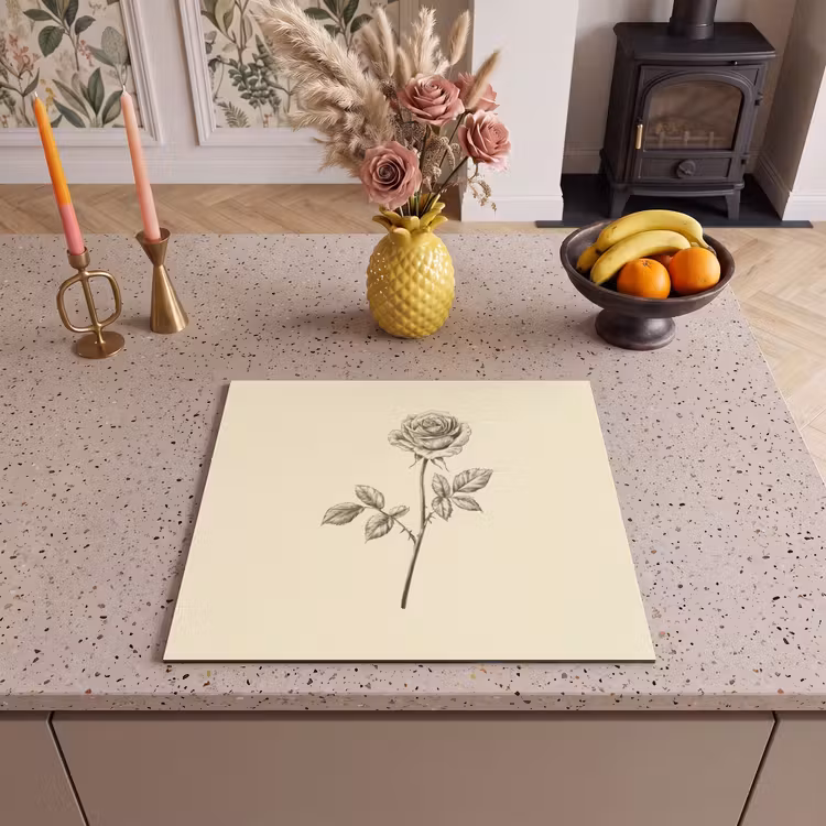 Herdabdeckplatte - Illustration - Schwarz - Rose — 3