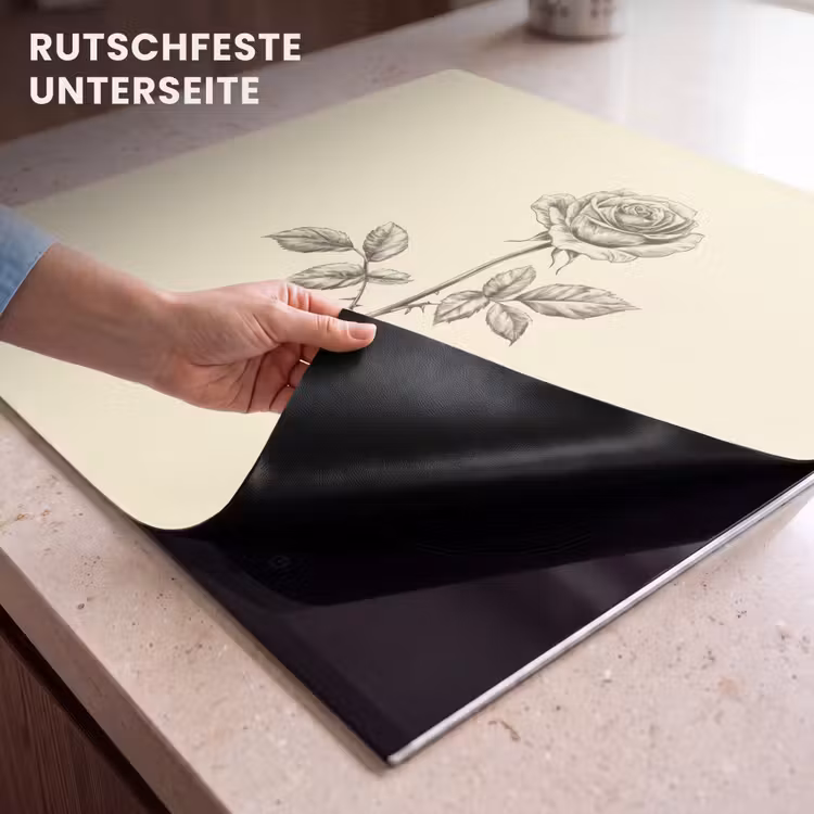 Herdabdeckplatte - Illustration - Schwarz - Rose — 6