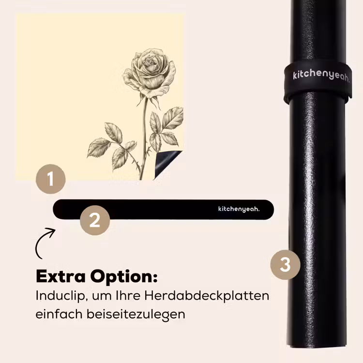 Herdabdeckplatte - Illustration - Schwarz - Rose — 8