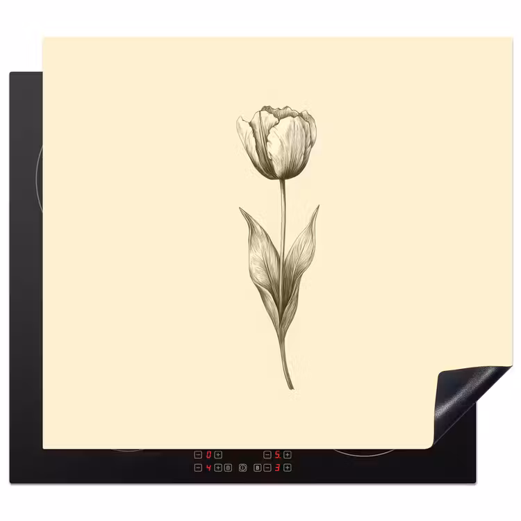 Herdabdeckplatte - Illustration - Tulpe - Schwarz — 1