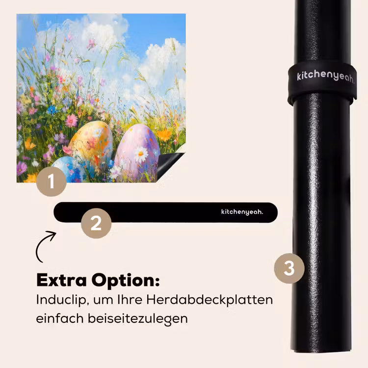Herdabdeckplatte - Rasen - Eier - Blumen — 8