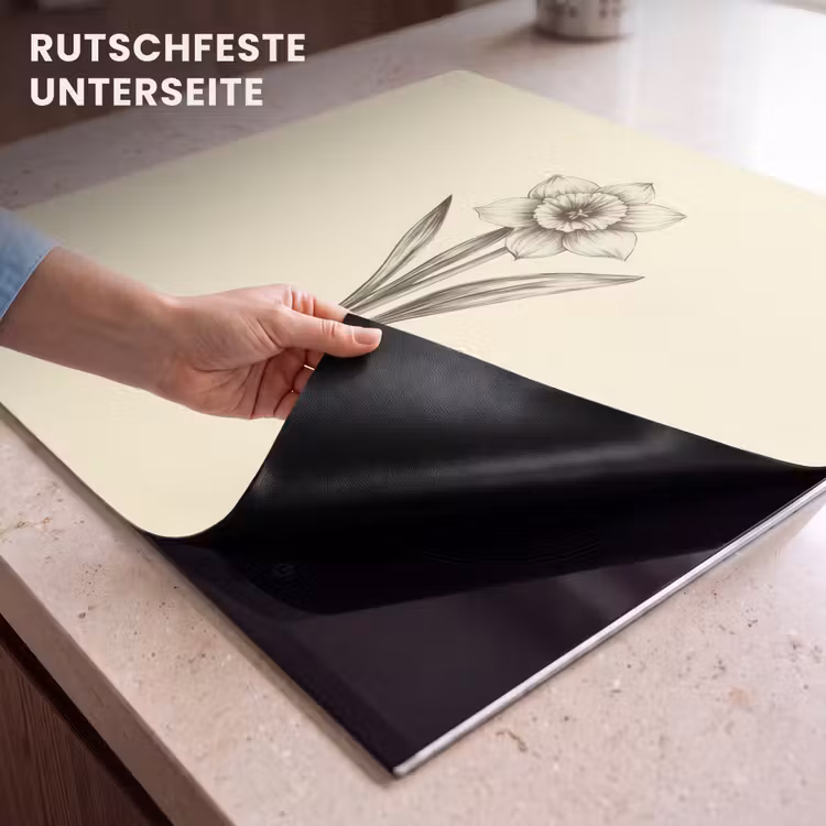 Herdabdeckplatte - Schwarz - Narzisse - Illustration — 6
