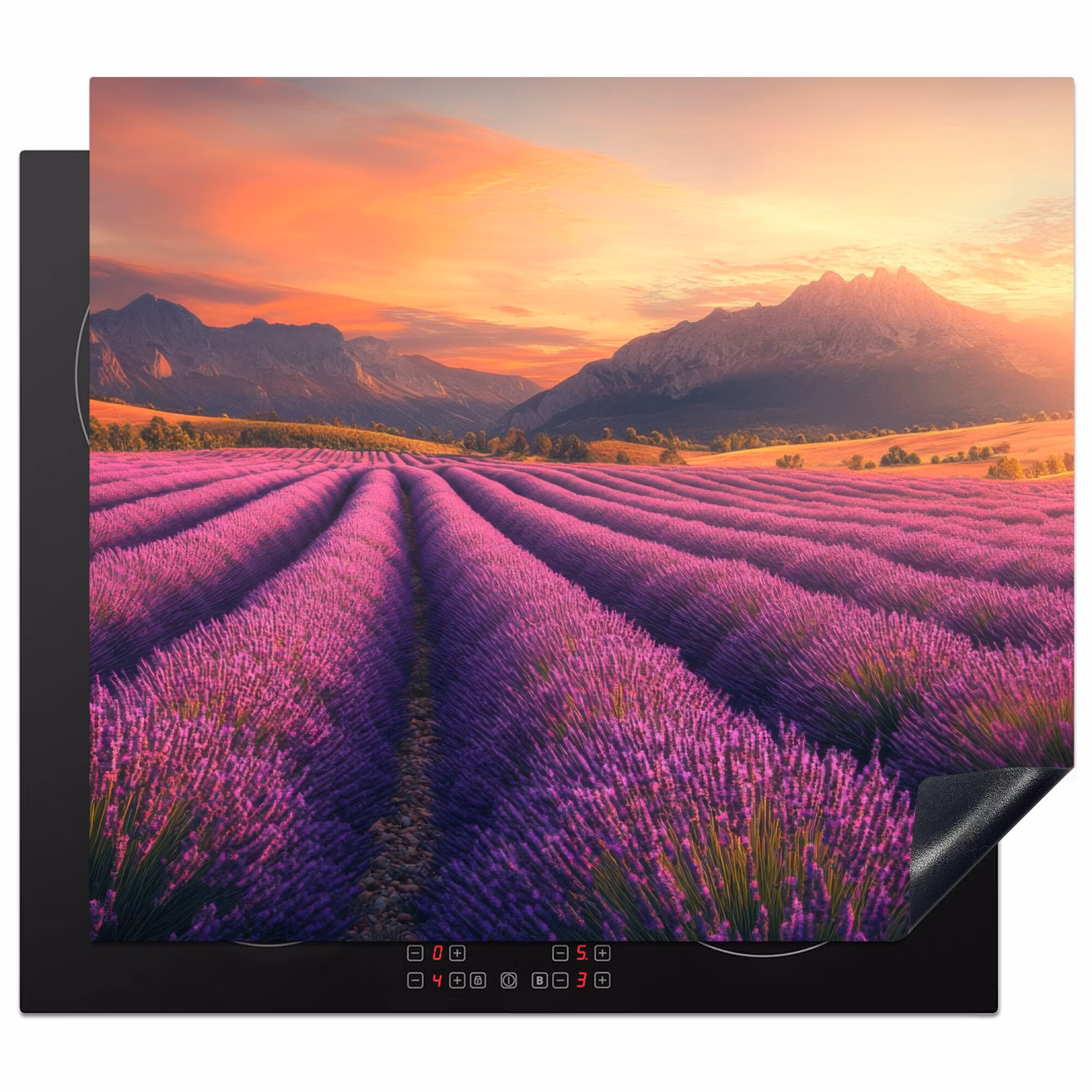 Herdabdeckplatte - Lavendelfeld - Sonnenuntergang - Lila — 1