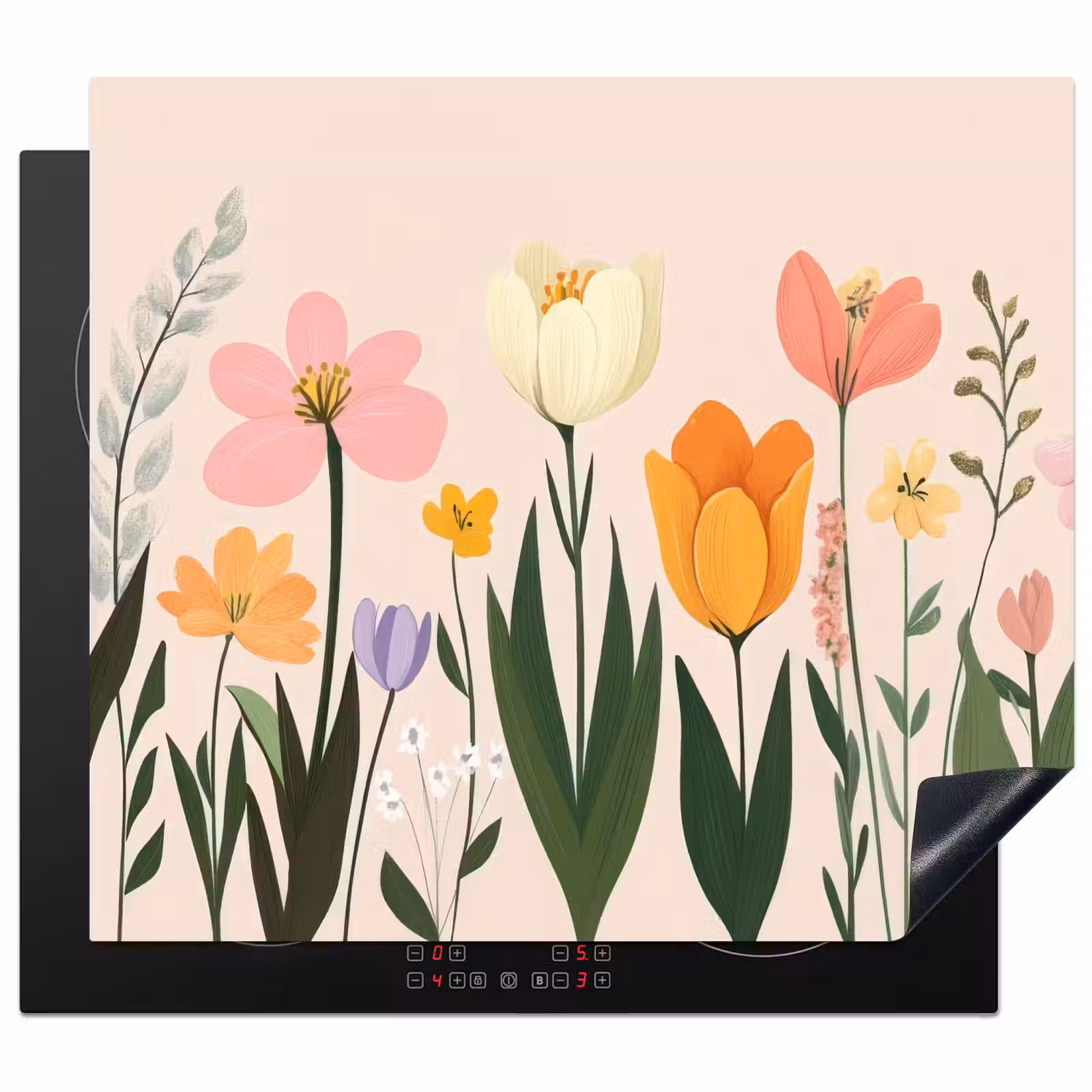 Herdabdeckplatte - Pastelltöne - Blumen - Illustration — 1