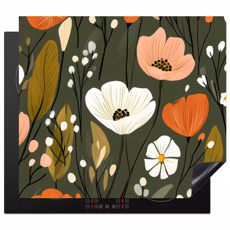 Herdabdeckplatte - Blumen - Illustration - Grün — 1