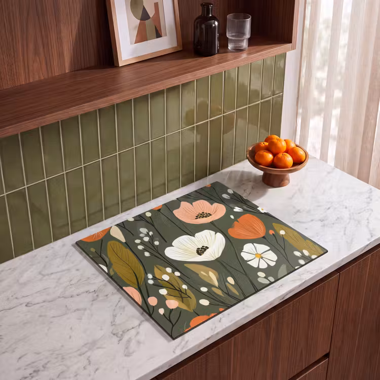Herdabdeckplatte - Blumen - Illustration - Grün — 4