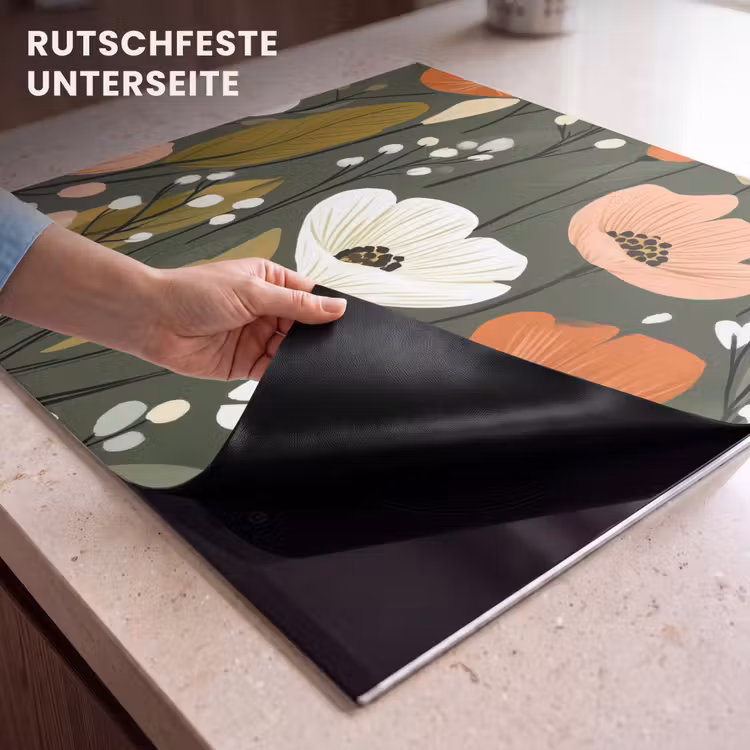 Herdabdeckplatte - Blumen - Illustration - Grün — 6