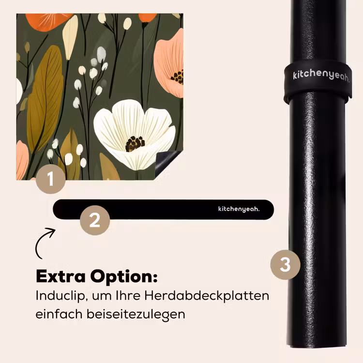 Herdabdeckplatte - Blumen - Illustration - Grün — 8