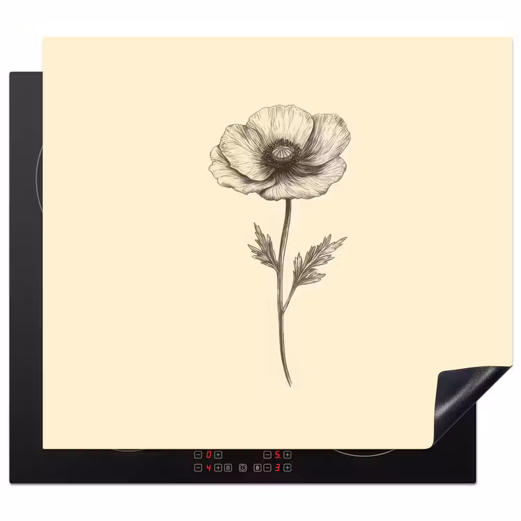 Herdabdeckplatte - Mohn - Illustration - Schwarz — 1