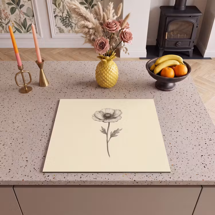 Herdabdeckplatte - Mohn - Illustration - Schwarz — 3