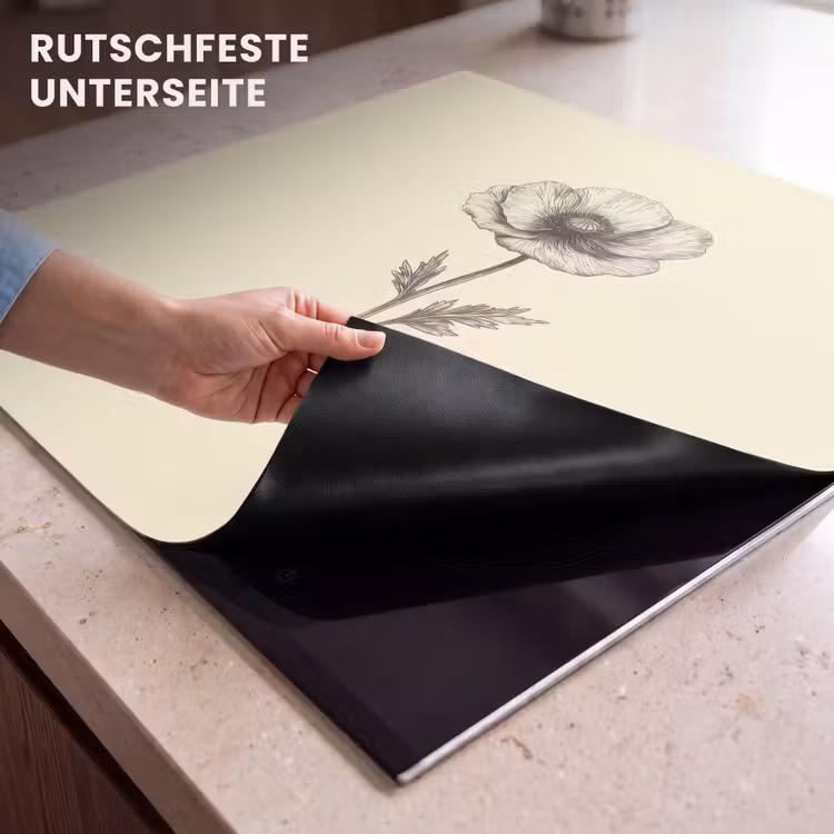 Herdabdeckplatte - Mohn - Illustration - Schwarz — 6
