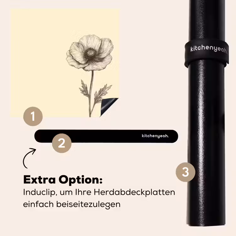 Herdabdeckplatte - Mohn - Illustration - Schwarz — 8