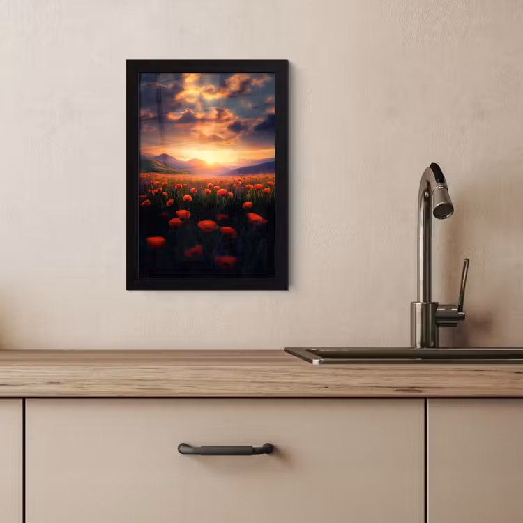 Bilder mit Rahmen - Landschaft - Sonnenuntergang - Blumenfeld — 3