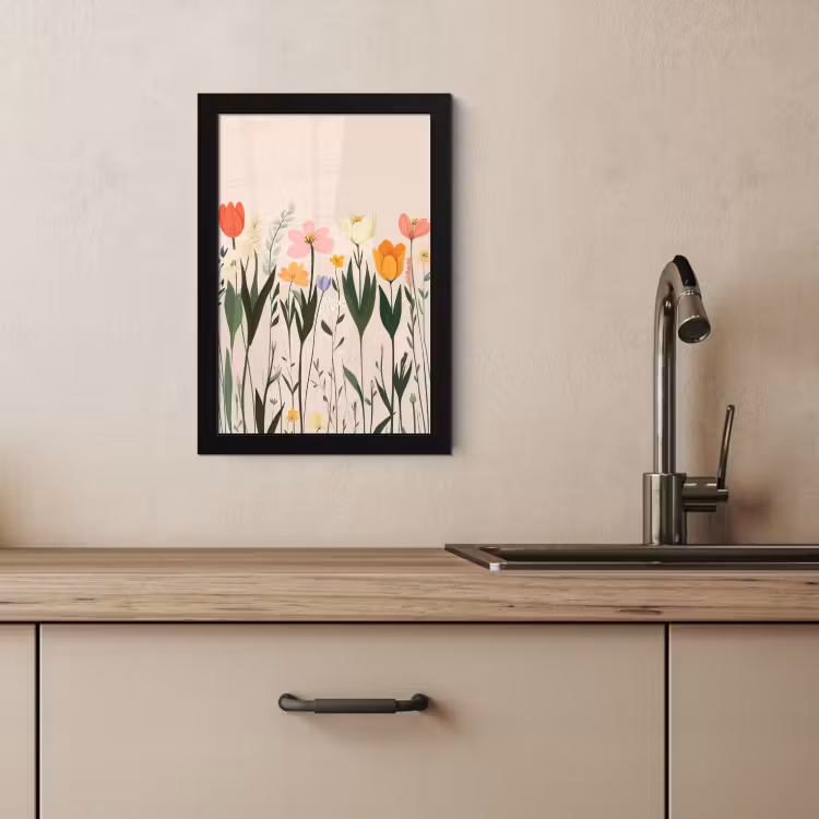 Bilder mit Rahmen - Pastelltöne - Blumen - Illustration — 3