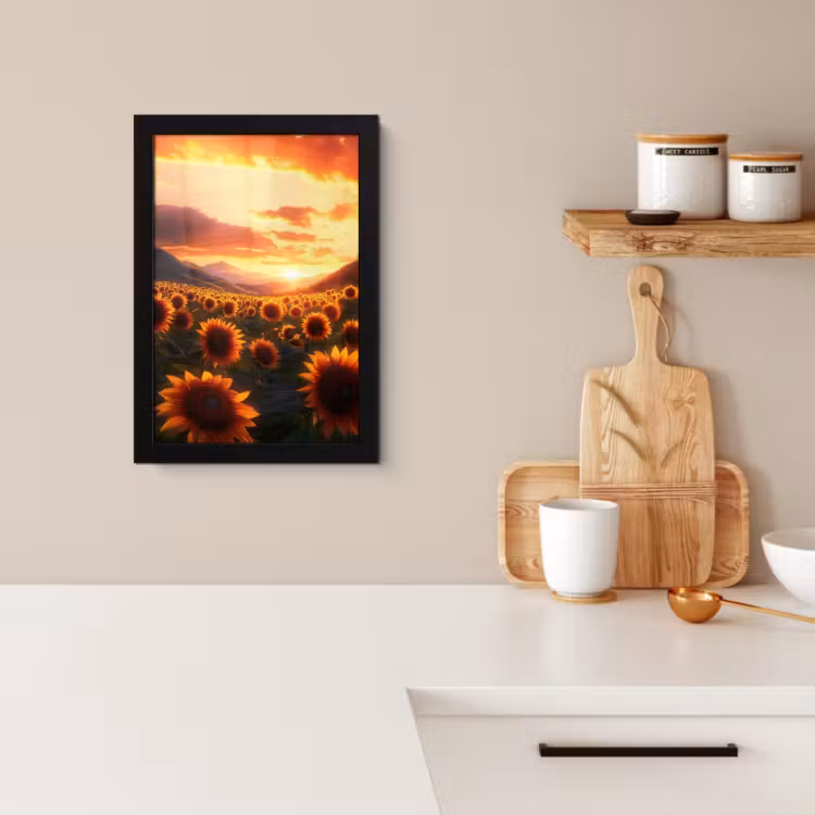 Bilder mit Rahmen - Sonnenblumen - Sonnenuntergang - Landschaft — 2