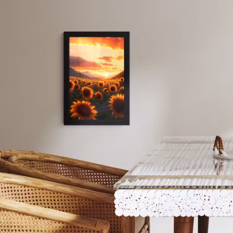 Bilder mit Rahmen - Sonnenblumen - Sonnenuntergang - Landschaft — 3